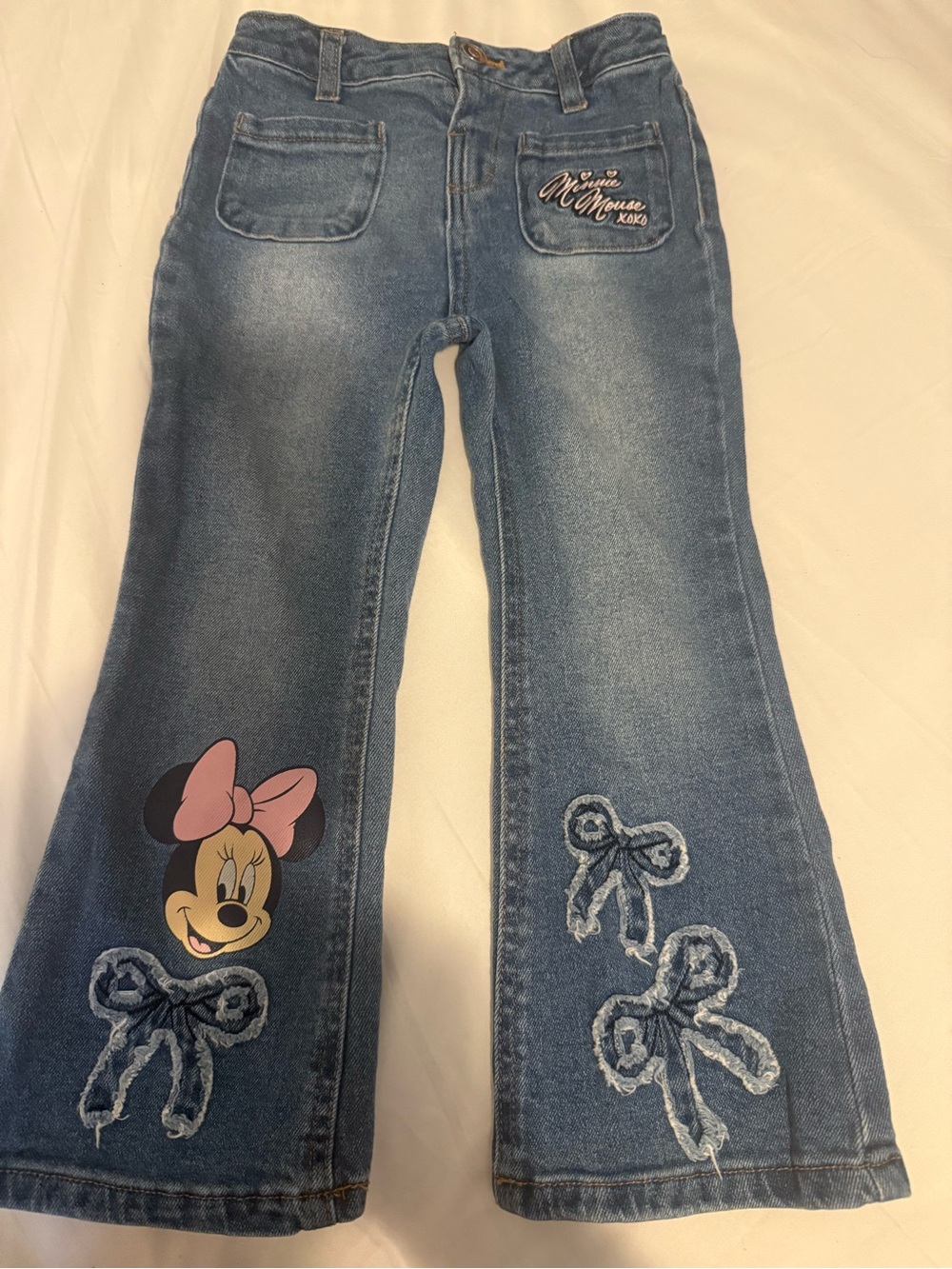 Levi's Blue Girls' Flared Jeans with Minnie & Bow Appliqués